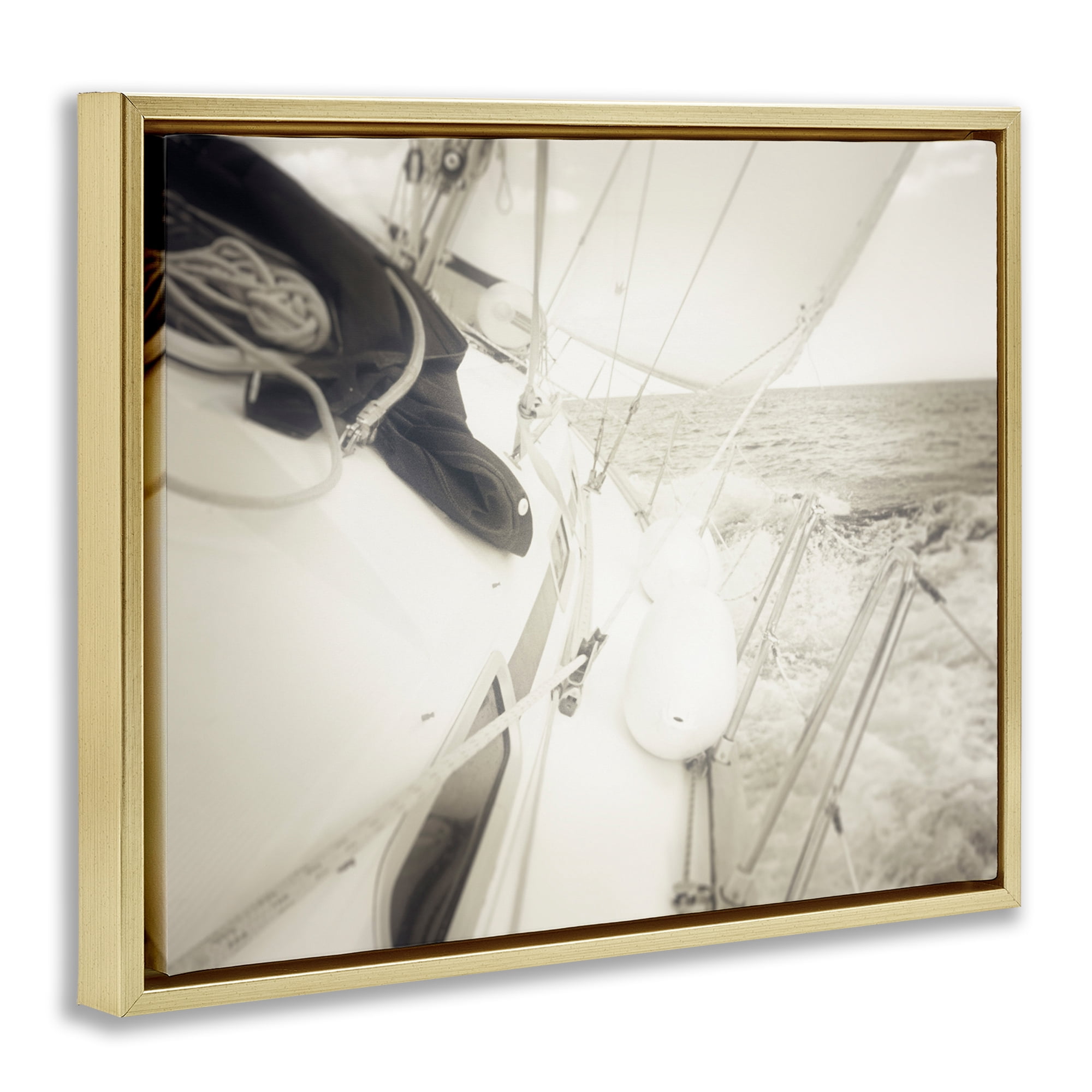 Stupell Industries Clear Day Sailing Transportation Photography Gold Floater Framed Canvas Art Print Wall Art, 31 x 25