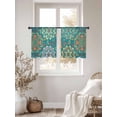 thumbnail image 3 of Turkish Flower Sheer Curtains 54 Inch Long 2 Panels, Vintage Abstract Geometric Ethnic Teal Light Filtering Rod Pocket Semi Sheer Curtains, Sheer Voile Drapes for Living Room Bedroom, 52"x54", 3 of 5