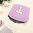 thumbnail image 3 of Unique Bargains 1 Pc Letter t Pattern Makeup Bag for Travel Pink Purple Corduroy, 3 of 6