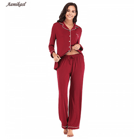 

BESTSPR Women Comfortable Modal Suit Home Long-Sleeved Long Pants Pajamas S-2XL