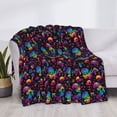 thumbnail image 3 of Yiaed mushroom colorful Skull Print Blanket Throw Blanket Soft Cozy Flannel Blanket for Home Bed Sofa Couch Chair-80"x60", 3 of 6