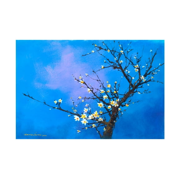 Canvas Wall Art - Thomas Leung 'White Peach Tree' Wall Art for Living Room, Bedroom, or Office Décor by Trademark Fine Art - 19 x 12 Inches