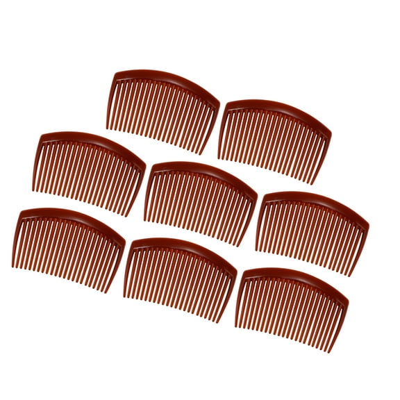 Vocoste 8 Pcs Classic Side Clip Hair Comb Teeth Hair Combs Hair Clip Comb 3" Plastic Brown