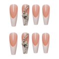 thumbnail image 5 of Uñas postizas acrílicas blancas con diseño de mariposas y diamantes de imitación, 24 unidades, 5 of 5