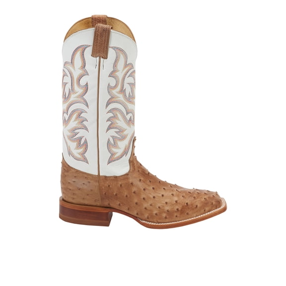 Justin Boots Mens Pascoe Full Quill Ostrich Square Toe Pull On Cowboy  Mid