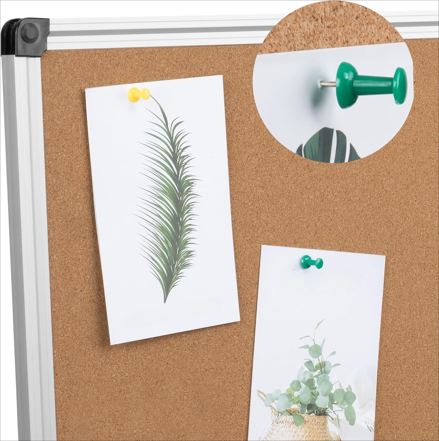 Cork Board Bulletin Board 36 x 48, Foldable Office Wall Sticker Board with 36 Push Pins