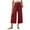 Red, variant on WIZUTIZ Slacks for Women Dressy Casual Capri Pants Lightweight Casual Loose Wide Leg Sweatpants Spandex Elastic Mid Rise Trousers Solid Flowy Smocked Sweatpants for Ladies Fitness Street Black