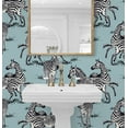 thumbnail image 3 of Harry & Grace Light Blue Playful Zebras Peel and Stick Wallpaper, 3 of 7
