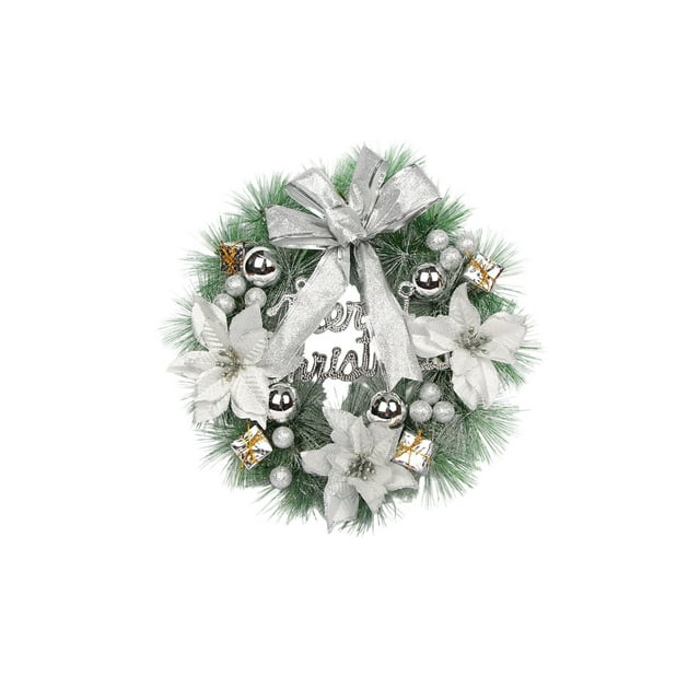 Decoraciones de Navidad Al Aire Libre Anillo de la Flor de Navidad, Colgante de Puerta, Colgante de Pared, Corona de Flores de la Vid, Gran Decoración de la Escena, Arco de Imitación Hecha a Mano, Cor