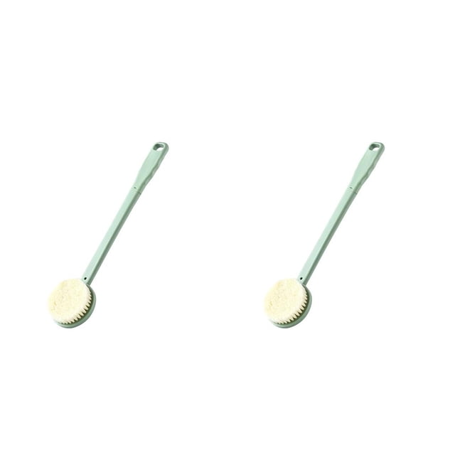 Inteprter Cepillo de baño Mango largo Plástico Brazo trasero Mano Exfoliante Piel Masajeador Ducha Depurador Spa Limpieza Verde Verde 2piezas