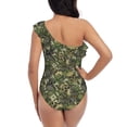 thumbnail image 5 of Picia Green Skulls Pattern Women's One Piece Swimsuits,One Shoulder Swimwear Asymmetric ,Ruffle Monokinis Bathing Suits,High Waisted Flattering Bathing Suits-Medium, 5 of 8