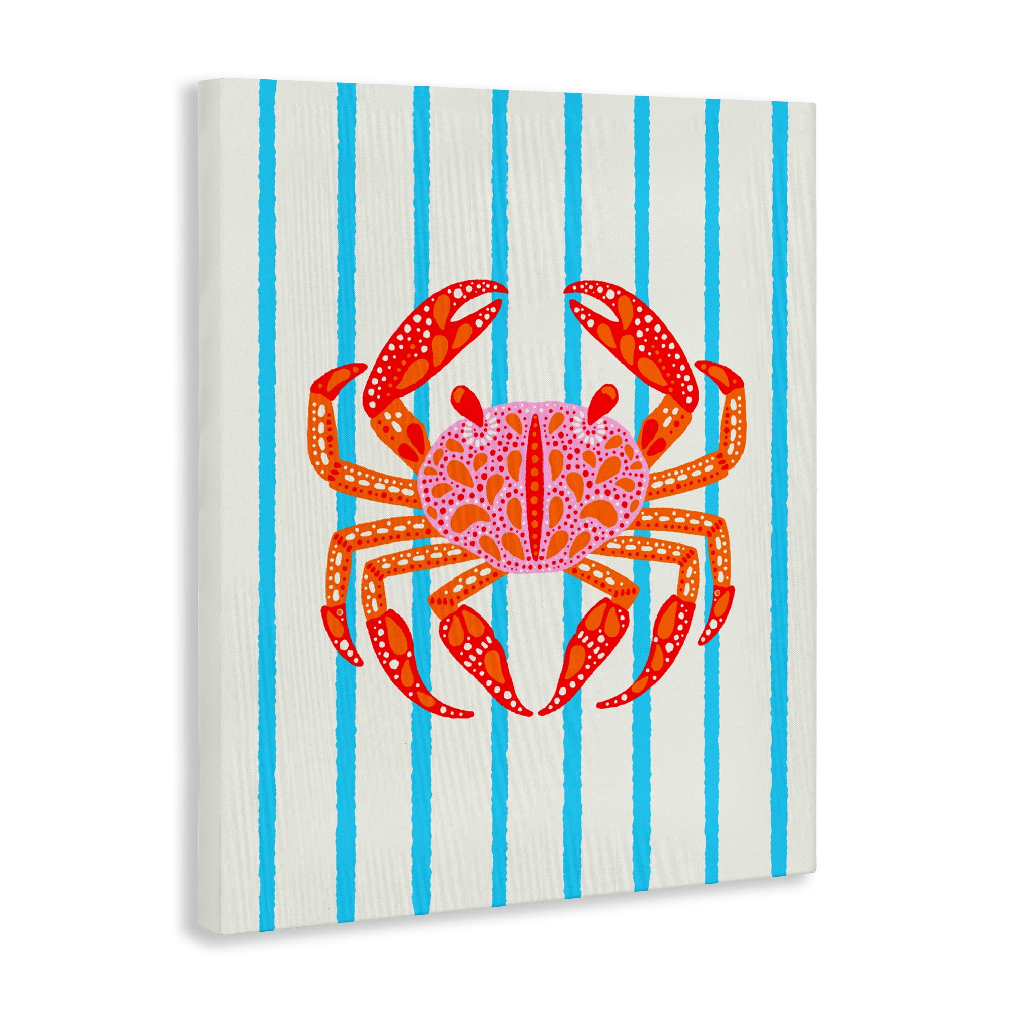 Stupell Industries Bright Crab on Stripes Canvas Wall Art, design by Indira Prieto | IndySign