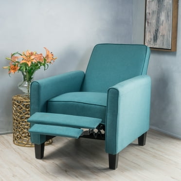 Noble House Arden Standard Fabric Push Back Recliner, Blue
