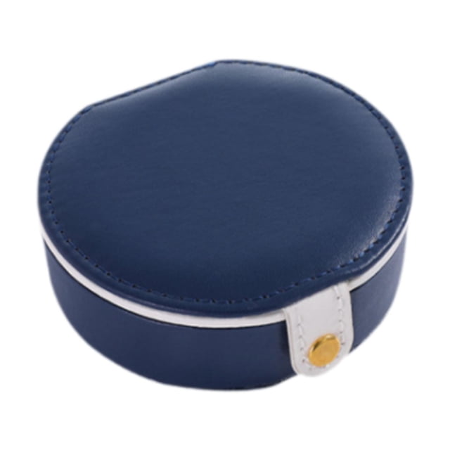 Mini estuche de joyería de viajes Joyero de almacenamiento portátil para mujeres cuero para chicas PU para de pulseras anillos aretes niñas Azul