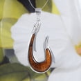 thumbnail image 5 of Gorgeous Hawaiian X-Large Genuine Koa Wood Fish Hook Necklace, Sterling Silver Fish Hook Pendant, N8514 Birthday Valentine Gift, 5 of 6