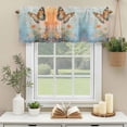 thumbnail image 3 of Orange Butterfly Flowers Window Valance Curtain Blue Modern Art Rod Pocket Short Curtain for Living Room, Bedroom & Kitchen Window Decor 60x18in, 3 of 8
