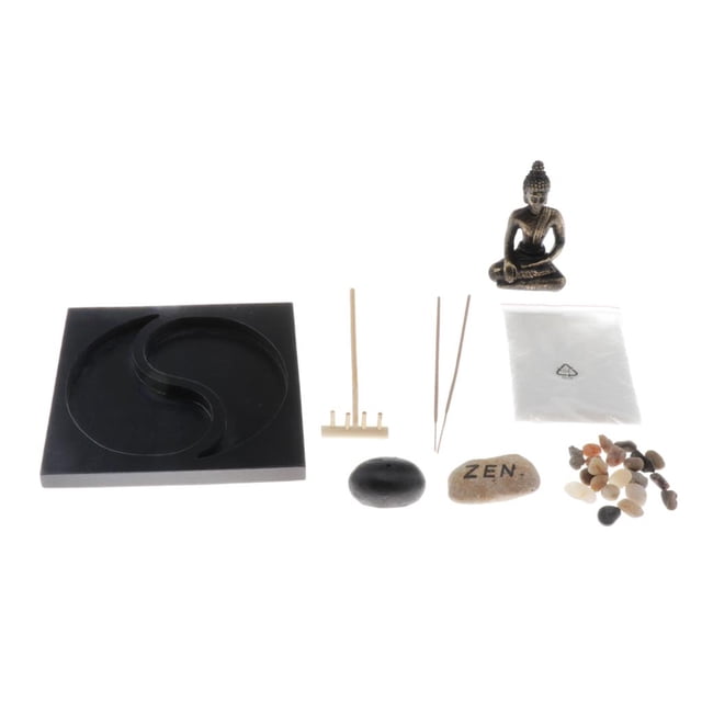 Bandeja de jardín meditación Hugo Buda rocas de río naturales kits de arena