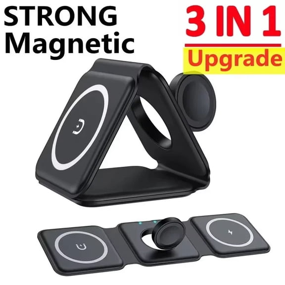 3 in 1 Foldable Magnetic Wireless Charging Station for Apple Magsafe Charger 15 14 13 12 series Apple Watch Airpods