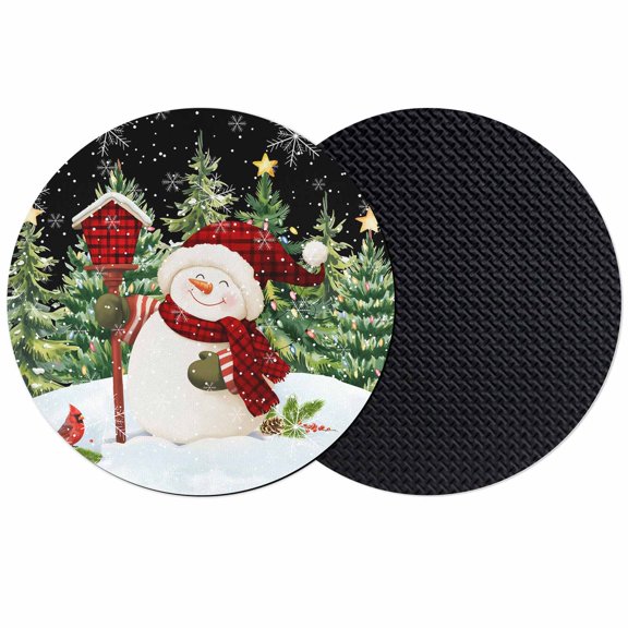Black Snowman Christmas Coasters Set of 2, Absorbent Coasters for Drinks, Green Xmas Tree Snowflake Winter Coaster for Desk Coffee Table Protection, Home Decor House Warming Gifts 4"