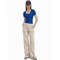 thumbnail image 3 of Women's Summer Scoop Neck Short Sleeve T-Shirts Ribbed Knit Slim Fitted Casual Basic Top, 3 of 6