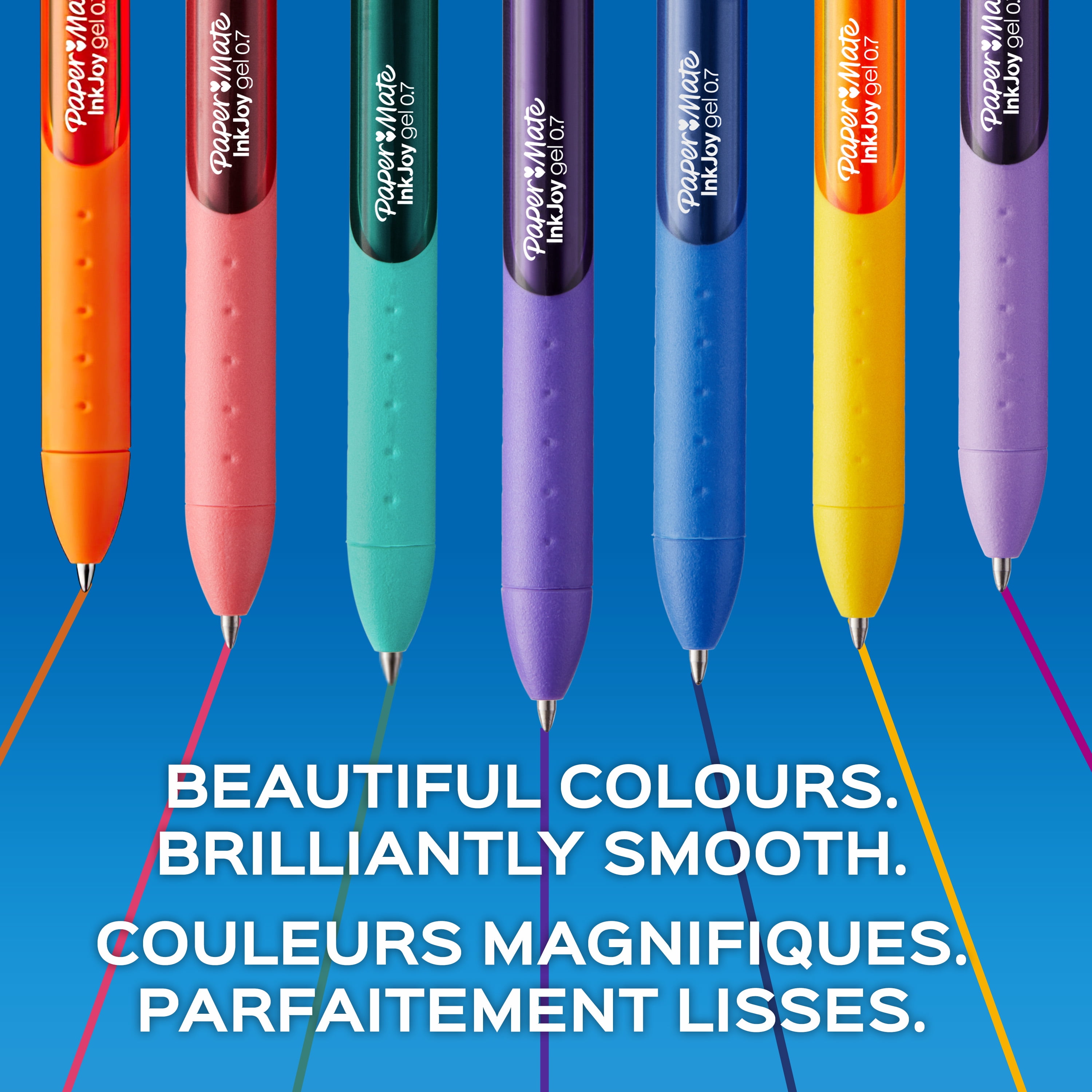 Paper Mate InkJoy Bright Pens, Gel Pens with Paint-like Ink, Medium Point (0.7 mm), Retractable, Assorted Brighter Colours, 6 Count