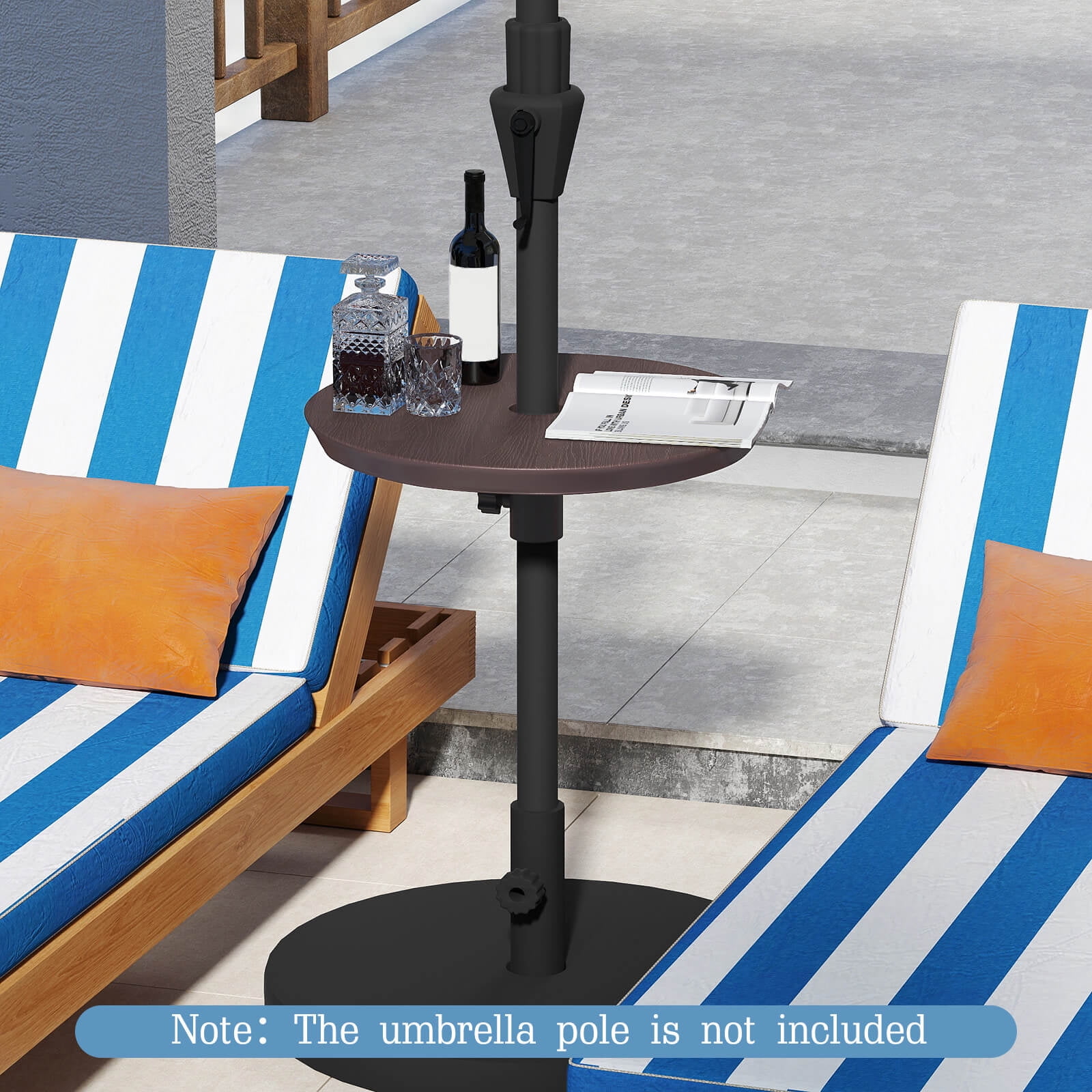 Costway 20” Outdoor Adjustable Umbrella Table for 1.5” & 1.9” Patio Umbrella Pole Coffee