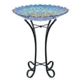 thumbnail image 6 of Outdoor Glass Birdbath Solar Birdbaths with Metal Stand for Lawn Yard Garden Peacock Decor,18” Dia 21.65 Height, 6 of 7
