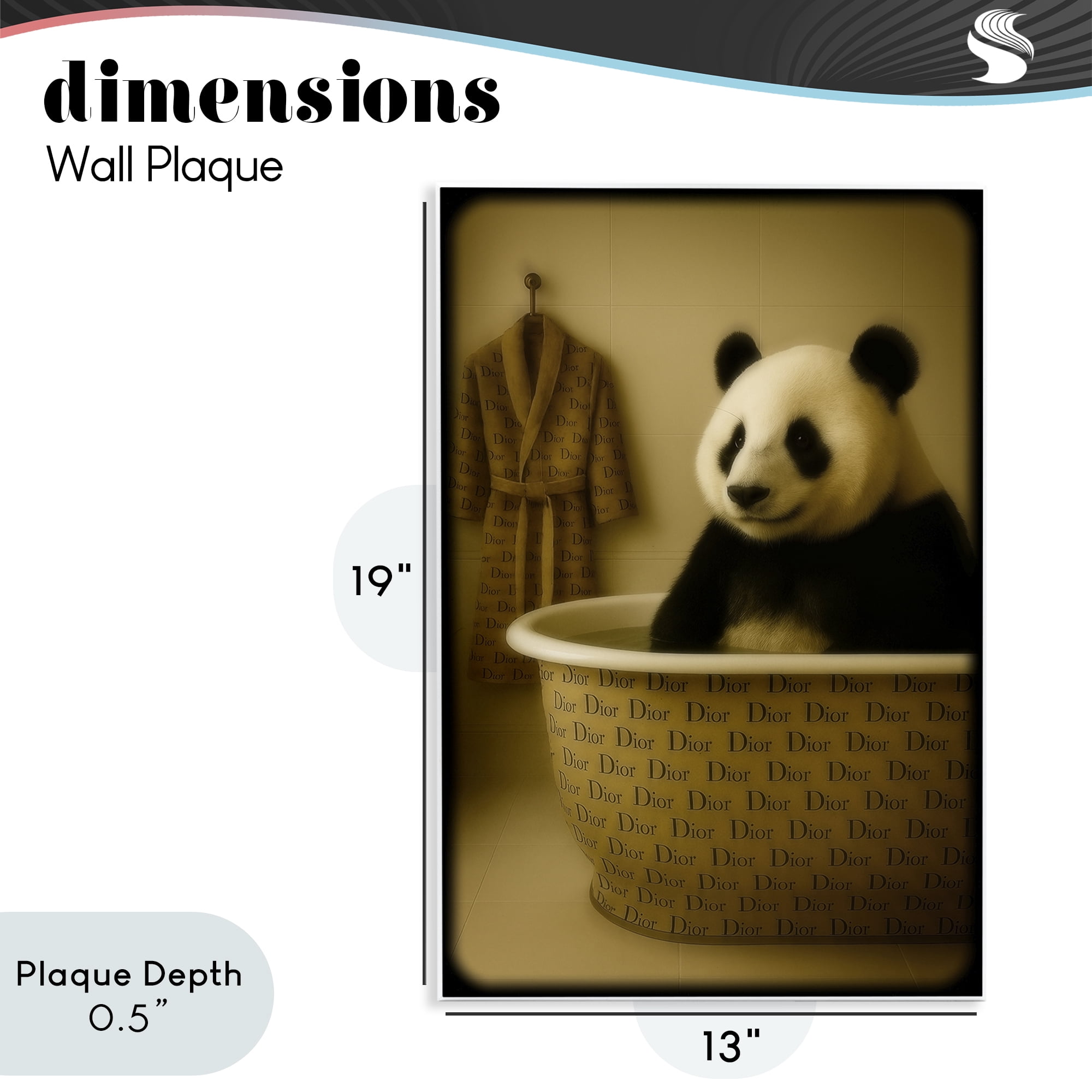 Stupell Industries Couture Panda in Luxury Tub Wall Plaque Art, design by Grotto Studios