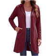 thumbnail image 4 of Chiccall Women's Fleece Lined Longline Zip Up Hoodie Cardigan Drawstring Hood Mid-Length Oversized Long Sleeve Loose Sweat Coat with Side Pockets, 4 of 9