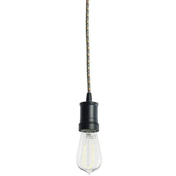Bulbrite 1-Light Black Contemporary Pendant Socket and Canopy with LED 4W ST18 Curved Filament Nostalgic Light Bulb