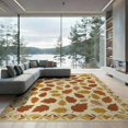 thumbnail image 2 of ODIKA 8'x10' Washable Area Rug Non-Slip Chair-Friendly Mat Orange Mid Burnt Century Scattered Fall Motifs Interlocking Bathroom for Dining Room, Large Office, Lounge, 2 of 7