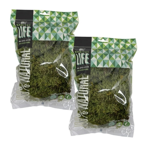 Quality Growers The Habitat Life - Natural Mood Moss for Terrariums – Moisture-Retaining, Soft Bedding for Reptiles and Amphibians, 100% Dye-Free, Natural & Safe, (Bundle, Small)