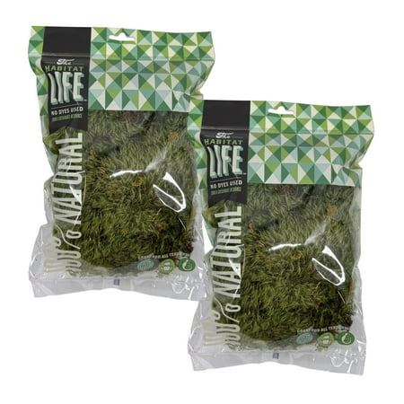 Quality Growers The Habitat Life - Natural Mood Moss for Terrariums – Moisture-Retaining, Soft Bedding for Reptiles and Amphibians, 100% Dye-Free, Natural & Safe, (Bundle, Small)