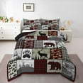 thumbnail image 3 of Homewish Rustic Bear Deer Bedding Comforter Set for Men, Jungle Hunting Twin Comforter Sets, Vintage Grey Red Patchwork Reversible Bedding Set, Lightweight Room Decor, 2 Pieces, 3 of 8