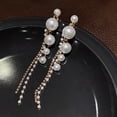 thumbnail image 2 of New Long Crystal Star Tassel Pearl Golden Earrings For Women Personality Fashion S Metal Earrings Wedding Jewelry Birthday Gift, 2 of 6