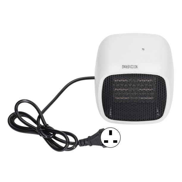 Calentador eléctrico portátil de escritorio, calentador de espacio pequeño de cerámica PTC de calentamiento rápido para el hogar, dormitorio, oficina, enchufe del Reino Unido, 220V, blanco