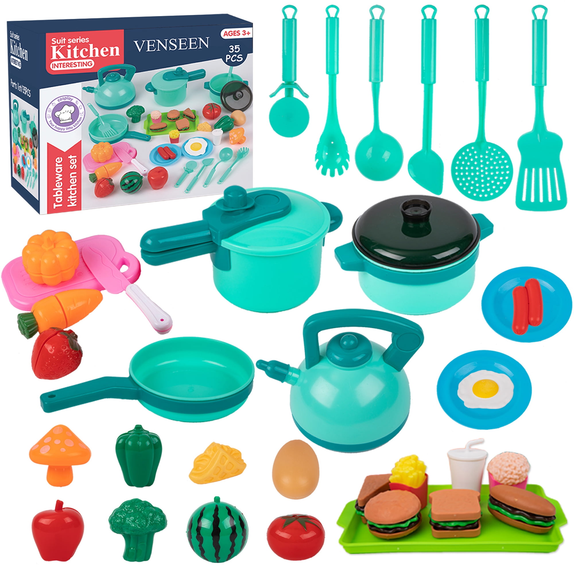 Plastic Kids Pretend Play Cooking Tools Cookware Food Play Kitchen Toys