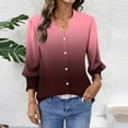 thumbnail image 4 of DAFPZW V-Neck Blouses for Women Dressy Business Casual 3/4 Sleeve Button Down Tops with Smocked Cuffs Summer Fashion Shirts, 4 of 7