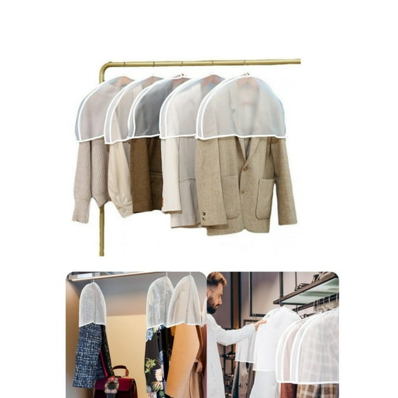 QZS 23.6x11.8x2In Breathable Clothes Dust Shoulder Covers,Garment Protectors Keep Your Suits Dust Free,5Pack,Reusable Clothes Covers for Coats Dress