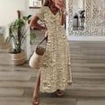 thumbnail image 2 of Womens Summer Dresses V-Neck Solid Casual Short Sleeved Long New Dress, 2 of 3