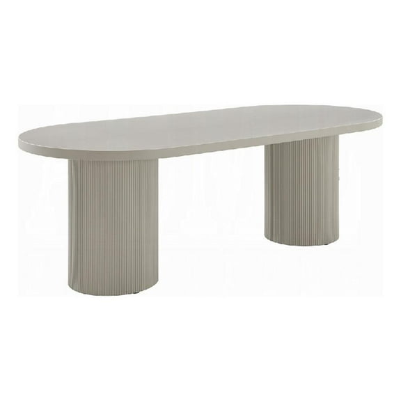 Liela Oval Dining Table-Double Pedestal Base-Bone White 87 Inch
