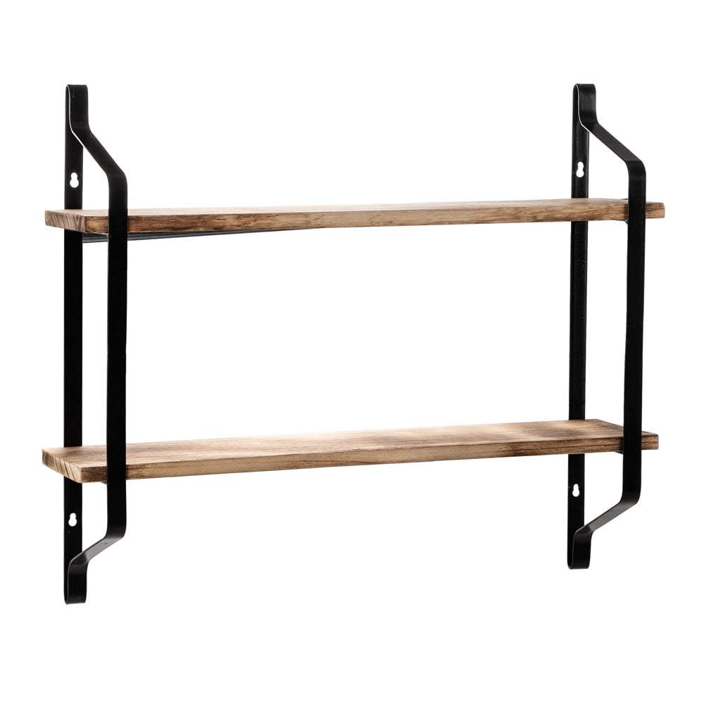Lowestbest Floating Shelves, Storage Shelves for Bedroom, 2 Tiers Rustic Wooden Wall Shelf, Industrial Wall Mount Shelf, Bathroom, Living Room, Kitchen Lowestbest Floating Shelves, Storage Shelves for Bedroom, 2 Tiers Rustic Wooden Wall Shelf, Industrial Wall Mount Shelf, Bathroom, Living Room, Kitchen