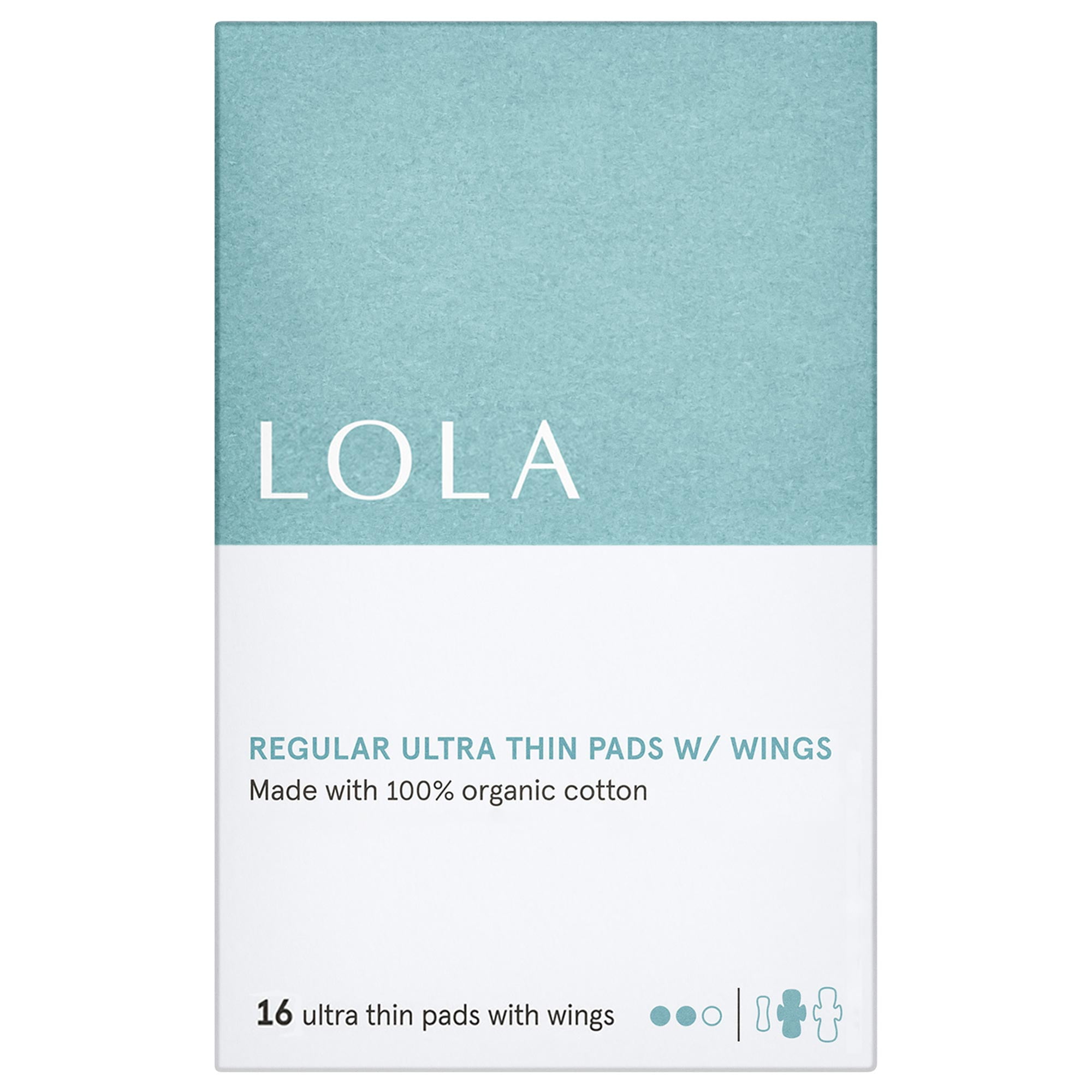 LOLA Ultra Thin Pads with Wings, Regular, Organic Cotton Topsheet and
