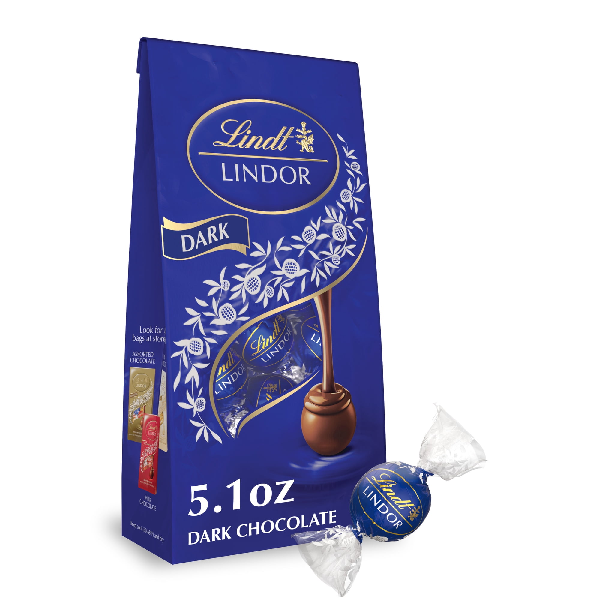 Lindt LINDOR Dark Chocolate Candy, 5.1 oz Bag