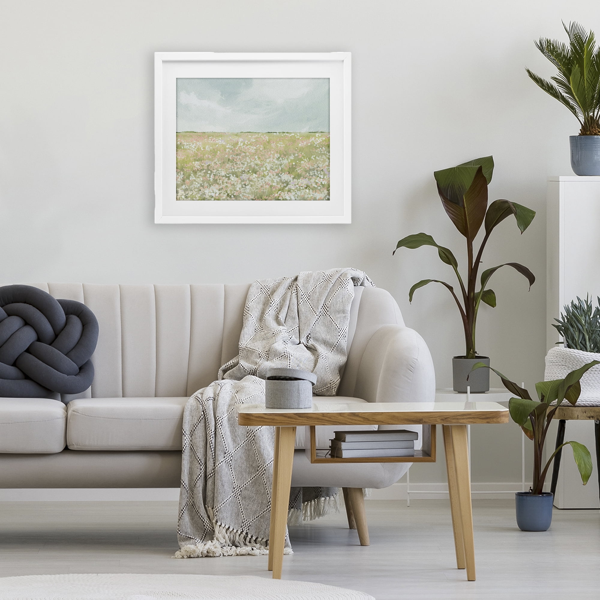Stupell Industries Budding Field Scenery White Framed Print Under Glass, design by Leah Straatsma