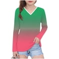 thumbnail image 2 of Piuwrlz Long Sleeve T-Shirt for Kids Girls Boys Cotton Shirts Printed V-neck V-neck T Shirt Tops Green Size 9 Years, 2 of 8