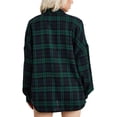 thumbnail image 3 of Seyurigaoka Women Juniors Shacket, Adults Plaid Turn-Down Collar Long Sleeve Tops Blouse, 3 of 4