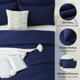thumbnail image 3 of Davulos King Comforter Set Dark Blue,3 Pieces Solid Comforters Bedding Sets with 2 Pillowcases Lightweight Fluffy Bed Set for All Season, 3 of 10