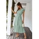 thumbnail image 5 of Vestido PRETTYGARDEN Maxi Bohemio Verde con Cinturón y Escote Cruzado Talla XXL, 5 of 8