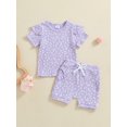 thumbnail image 2 of Bagilaanoe 2pcs Toddler Baby Girl Shorts Set Short Sleeve Floral T Shirt Tops + Shorts 6M 12M 18M 24M 3T 4T Kids Casual Summer Clothes, 2 of 7